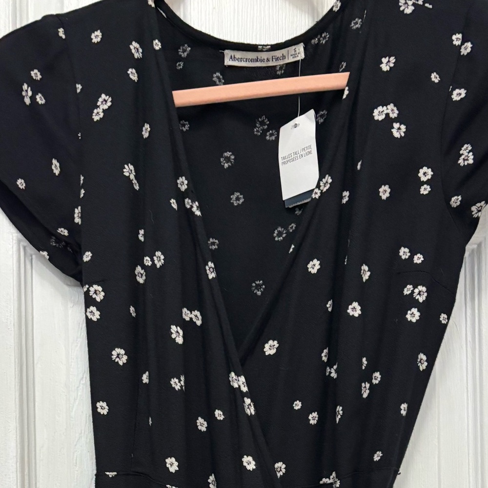 Black Floral Wrap Dress